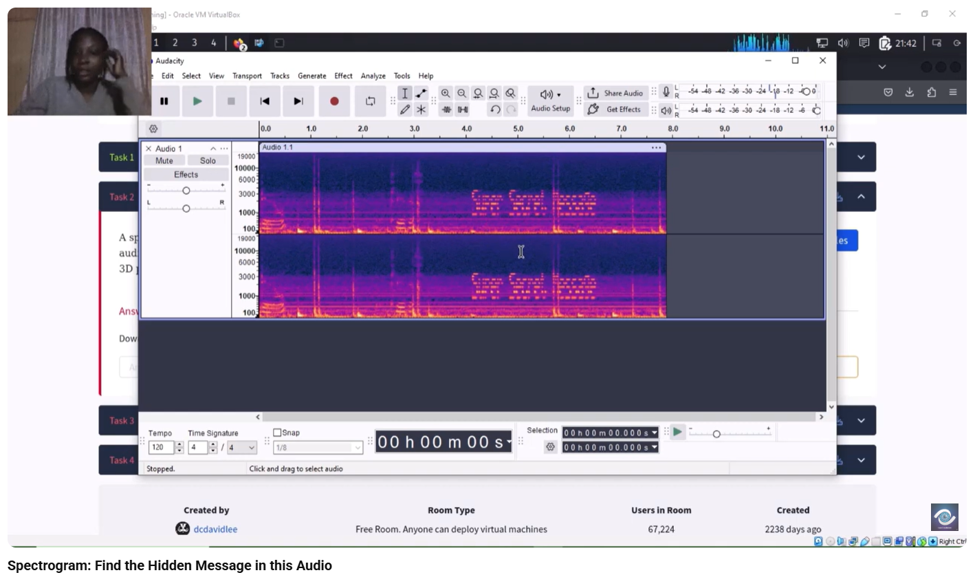 ตัวอย่างการซ่อนข้อความใน spectrogram